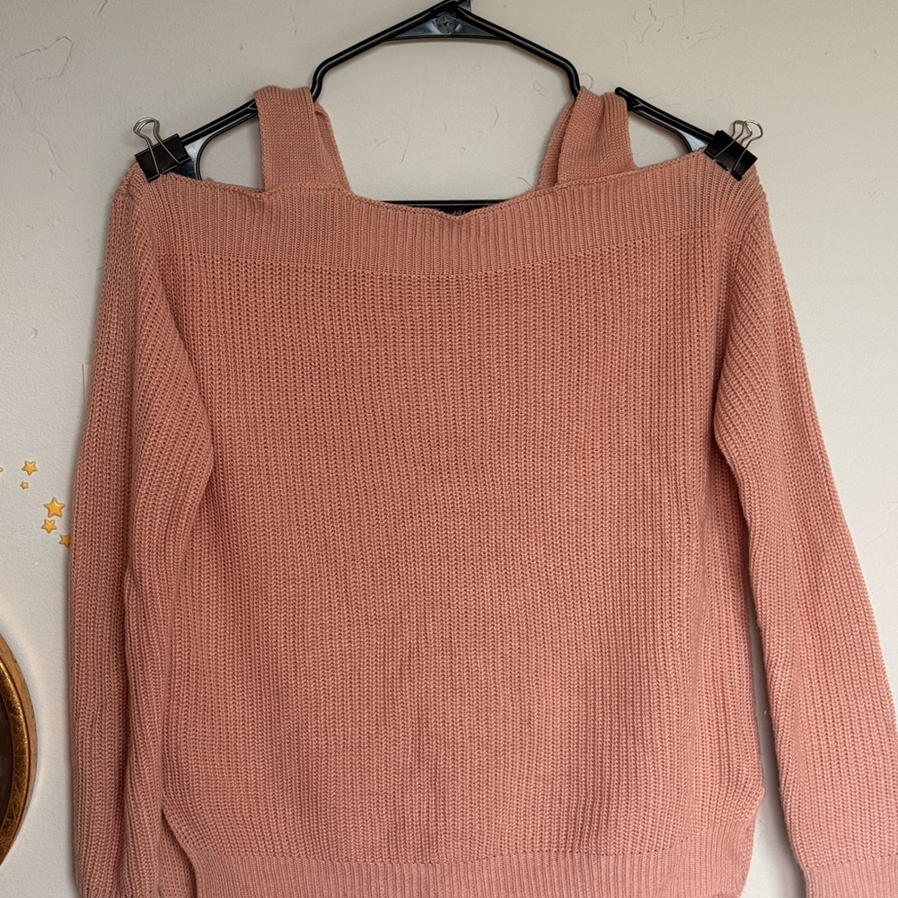 Hooked Up by IOT Off-the-Shoulder Pink Sweater